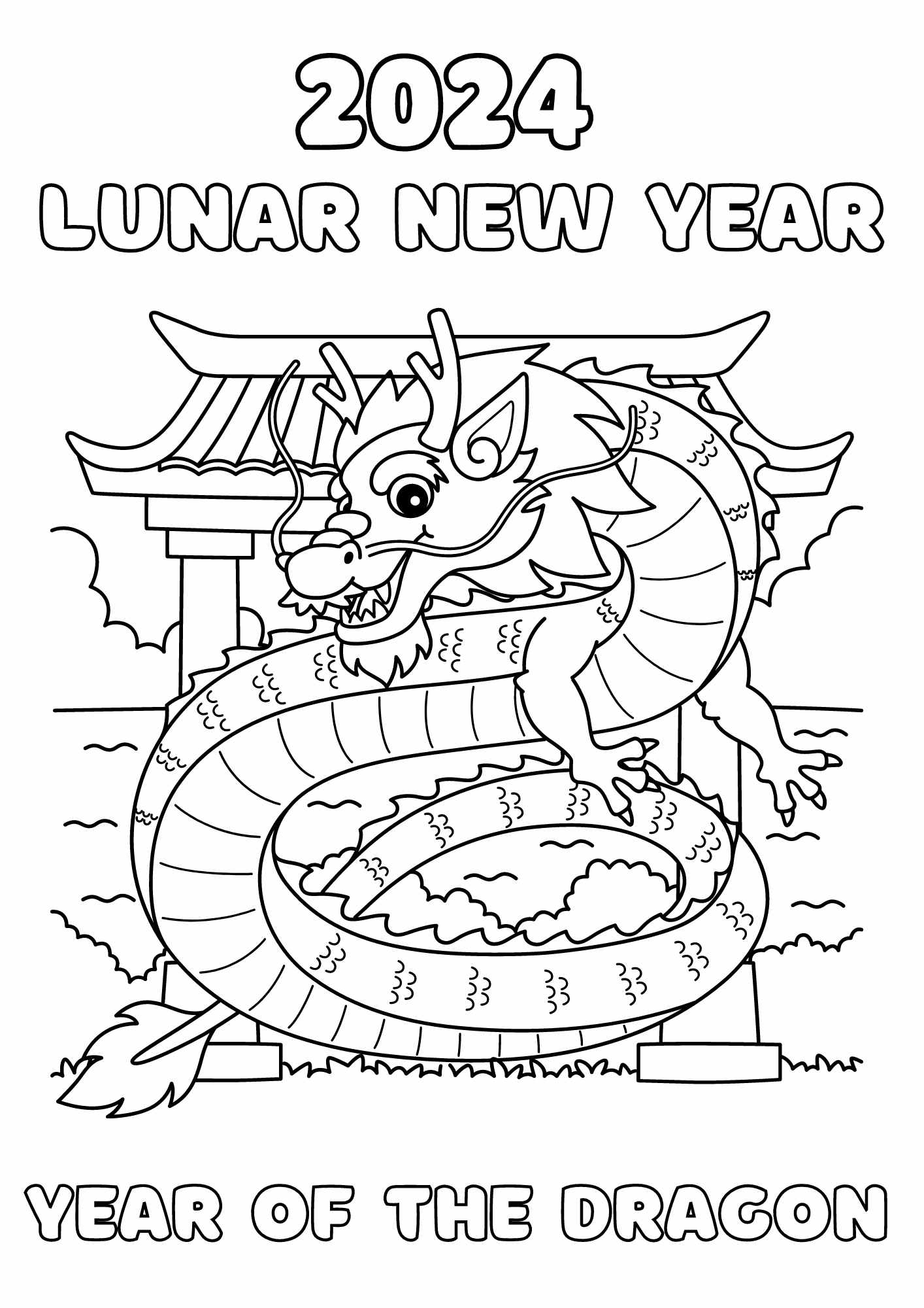 Lunar New Year 2024 Year of the Dragon Coloring